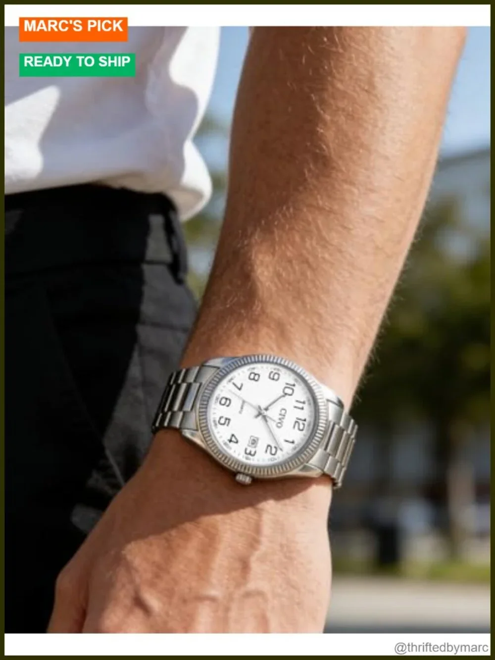 Stainless Steel Dress Watch with Japanese Quartz Movement, Date Display, Large